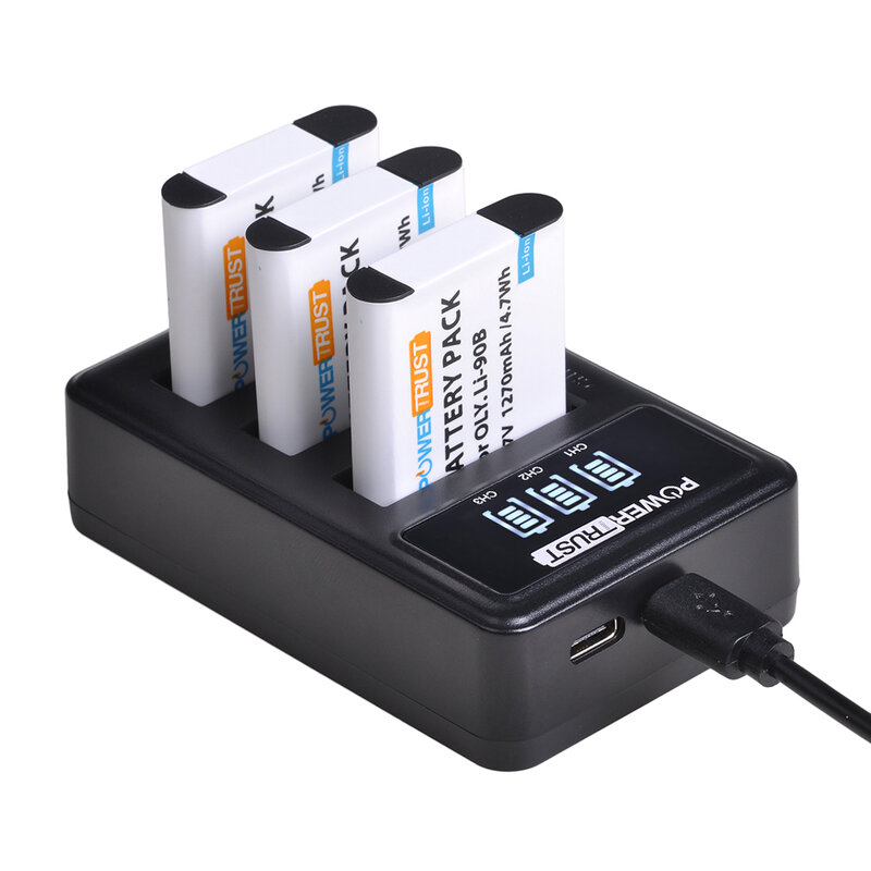 Batterie et chargeur pour Olympus, 4x LI 90B Li90B, tg-tracker SH-1 SH-2 IHS