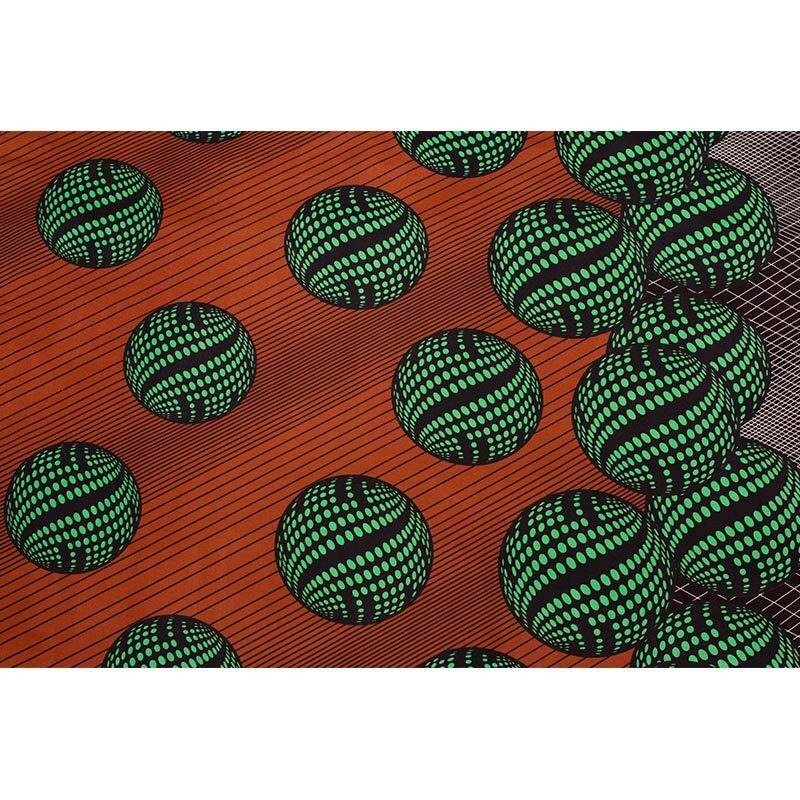 As últimas chegadas brown 100% poliéster verde bola padrão impresso cera real de alta qualidade cera tecido africano