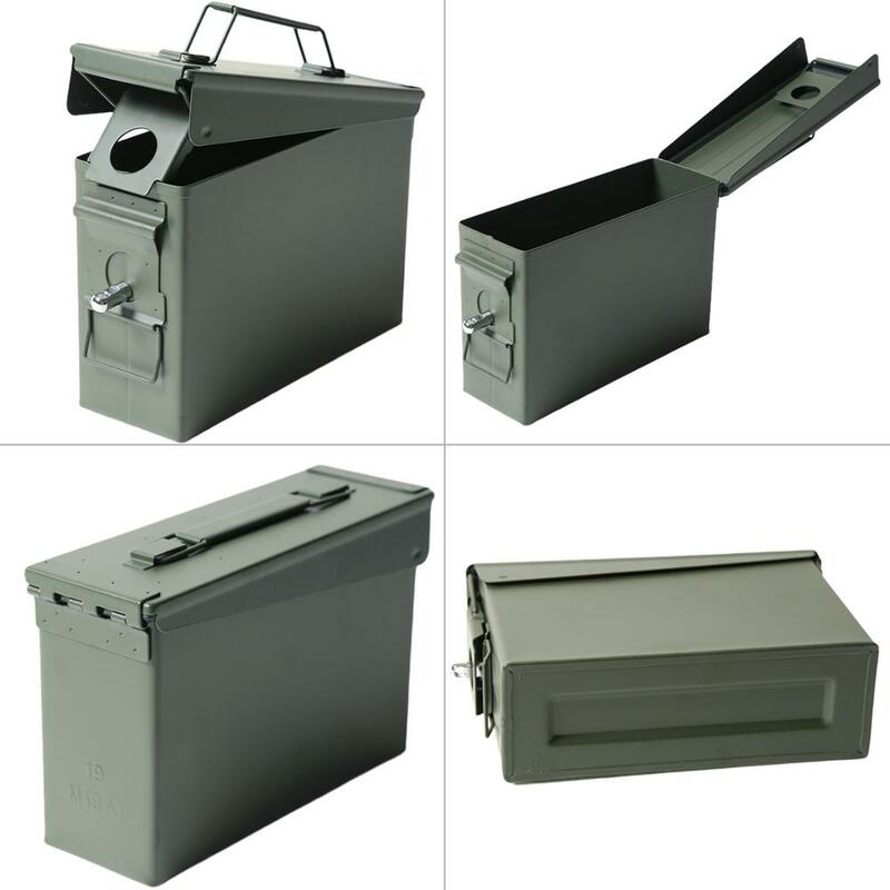 To 30 Cal Metal Ammo Case Can Military and Army Solid Steel Holder Box for Long-Term Shotgun Rifle Nerf Gun Ammo Storage