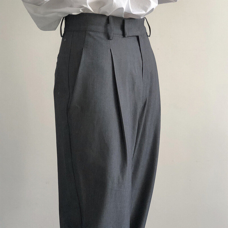 RZIV-Women's Casual High Waist Loose Wide-Leg Pants, Solid Color, Spring and Autumn
