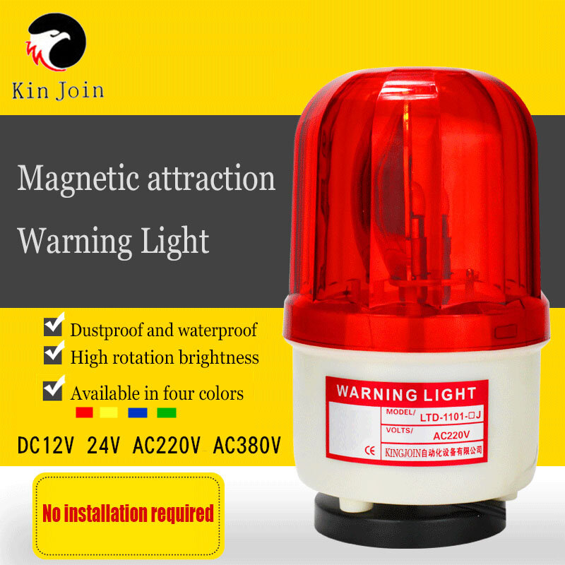 KINJOIN-alarma magnética de sonido y luz, luz estroboscópica de advertencia con LTD-1101J de rotación de 220V, 24V y 12V