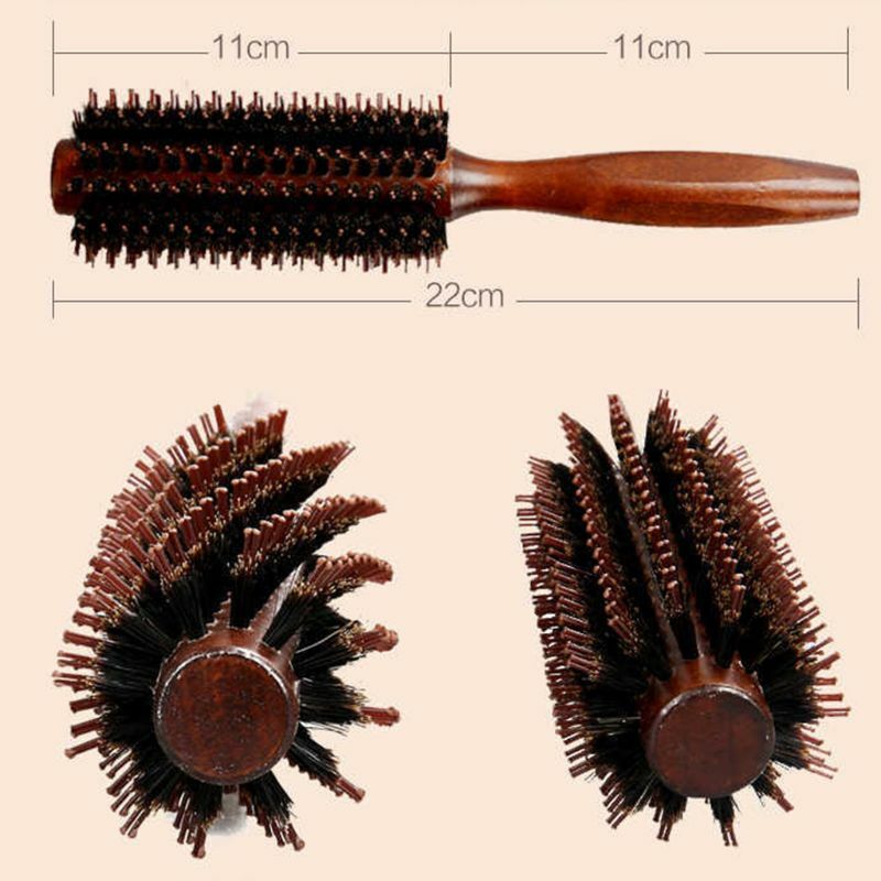 6 rodzajów prosto Twill grzebień do włosów naturalne włosie dzika szczotka rolkowa w formie tuby dmuchanie Curling DIY fryzjerskie urządzenie do stylizacji