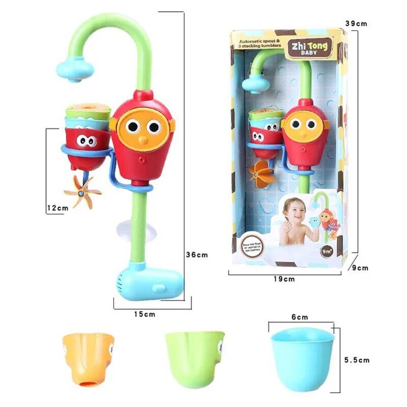 Baby Bath Toys Wall Suction Cup Marble Turn Around Bathroom Bathtub Kids Play Water Games Toy Set for Children