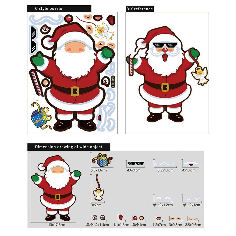 크리스마스 스티커 크리스마스 파티 게임 아이들은 자신의 크리스마스 스티커를 만든다 DIY 크리스마스 산타 눈사람 얼굴 스티커 크리스마스 파티