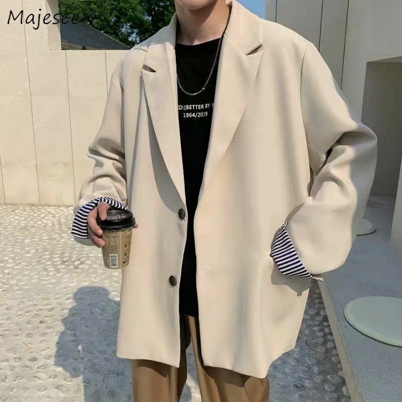 Blazer Männer Freizeit Britischen stil Trendy Lose Alle-spiel Einfache Koreanische Anzug-tops Männlich einreiher retro Täglichen Ins Streetwear