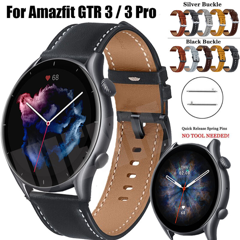 Pulseira de couro para amazfit gtr3 gtr 3 pro pulseira para huawei gt 2 pro gtr2e relógio banda smartwatch pulseira correa