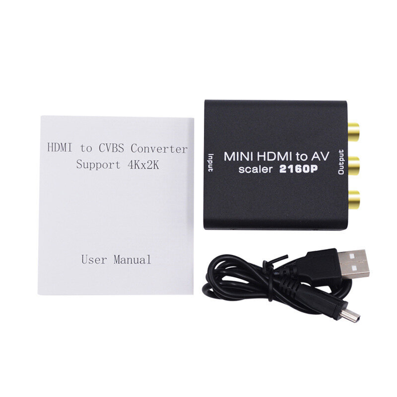 Adaptador HDMI a AV 4K, convertidor de vídeo HD a RCA AV/CVSB L/R, vídeo 480P, 720P, 1080P, 2160P, compatible con NTSC PAL HDMI2AV