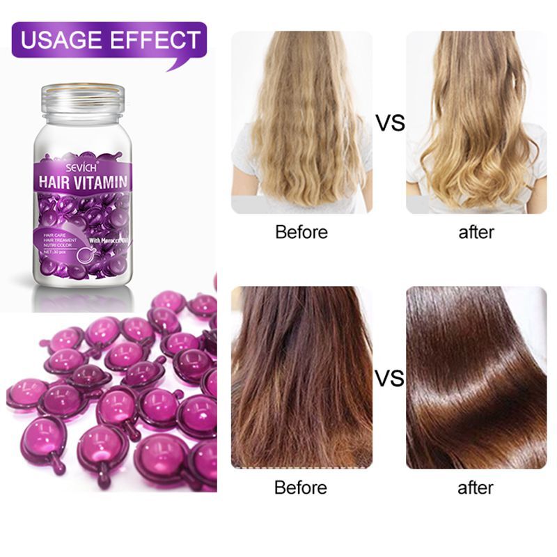 Sevich-mezcla de cápsulas vitamínicas para el cabello, aceite para tratamiento del cabello, reparación, cuidado del cabello liso dañado, suero nutritivo, aceite complejo de queratina