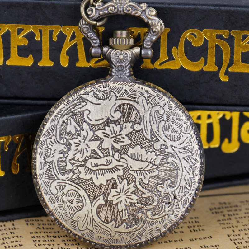 Vintage estilo chinês dragão quartzo bolso relógio com colar corrente melhores presentes