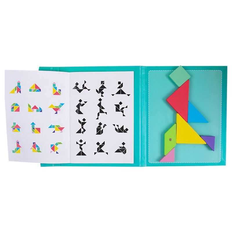 ثلاثية الأبعاد خشبية المغناطيسي خشبية أحجية الصور المقطوعة Tangram كتاب لعبة التفكير التدريب لعبة طفل مونتيسوري ألعاب تعليمية للأطفال