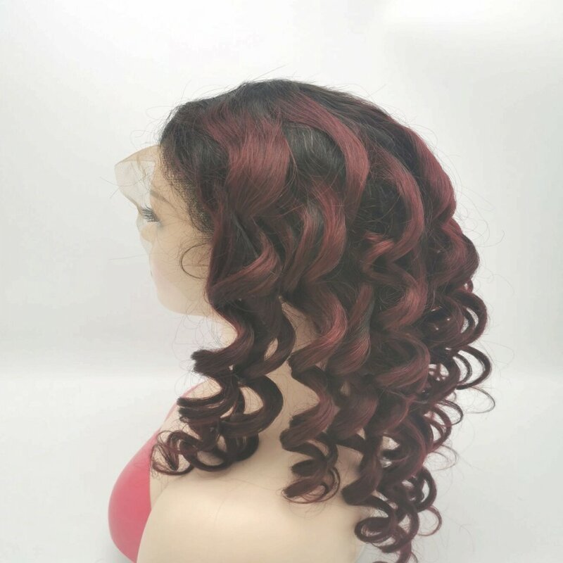 13 × 4 peruca frontal do laço para as mulheres brasileiro ondulado cereja vermelho borgonha laranja pré-arrancadas perucas de cabelo humano 150% laço transparente