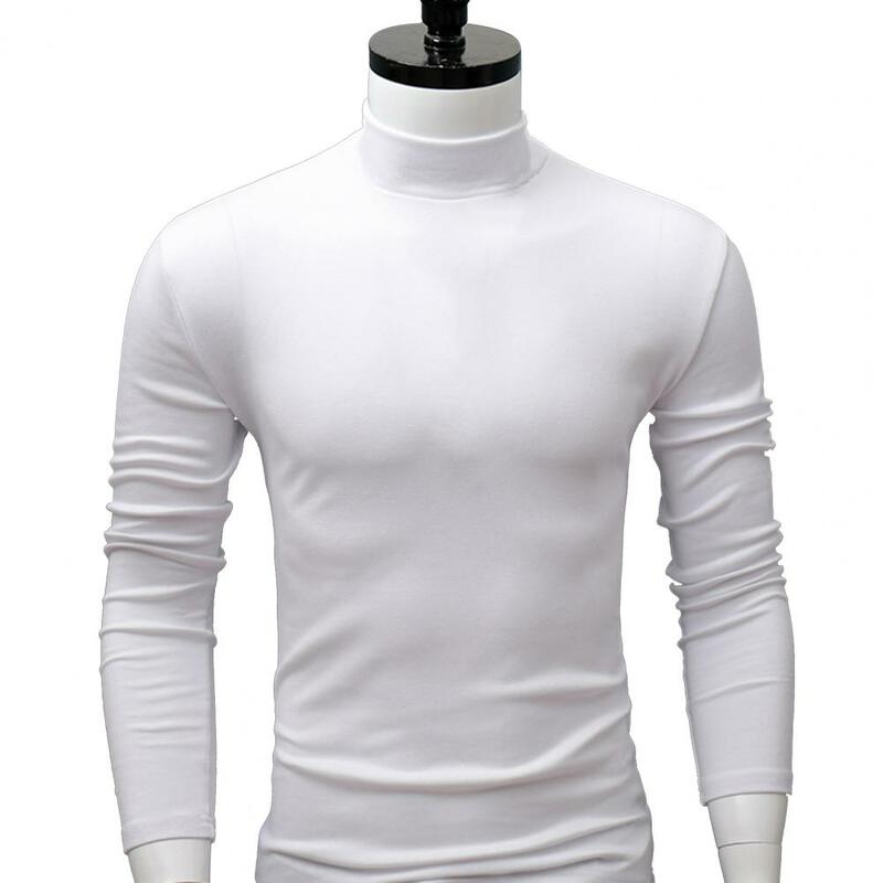 Suéter de manga comprida monocromático masculino, gola meia alta, fino, casual, grosso, quente, apertado, roupas masculinas, roupa interior, plus size