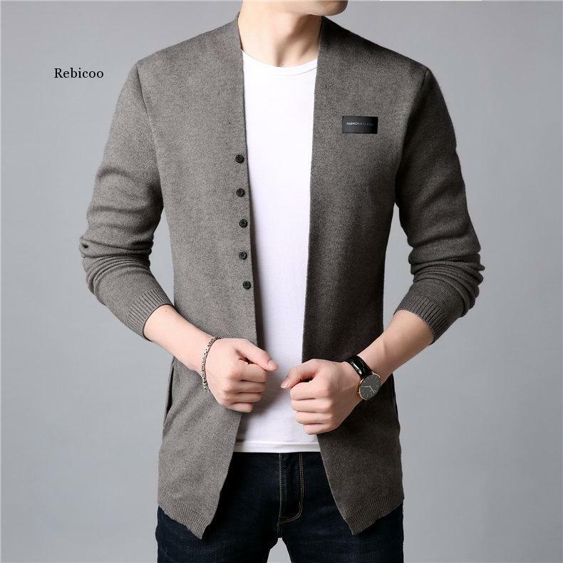 Cardigan en laine de coton tricoté pour homme, vêtement décontracté, nouvelle collection automne-hiver 2020