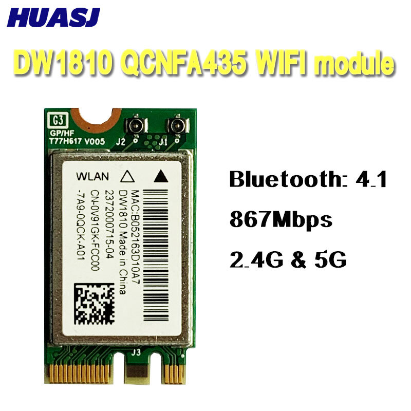 Huasj ใหม่ DW1810 Ac NGFF 433Mbps BT 4.1 WiFi การ์ดเครือข่ายไร้สาย QCNFA435โมดูล WIFI