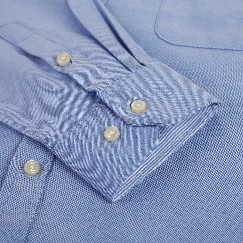 Chemises Oxford à manches longues pour hommes, chemise habillée décontractée en coton pour hommes, poche poitrine à carreaux solides, coupe régulière, chemise sociale masculine, S- 6XL