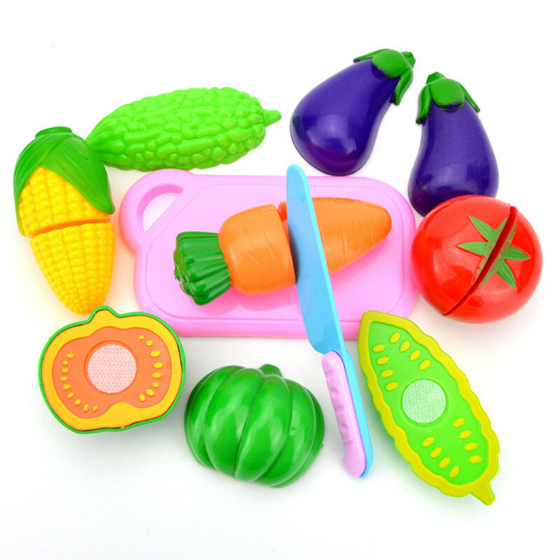 Education For Kids Fun Learning Toys For Children Kids Pretend Role Play Kitchen Fruit Vegetable Food Toy Cutting Set GiftW807