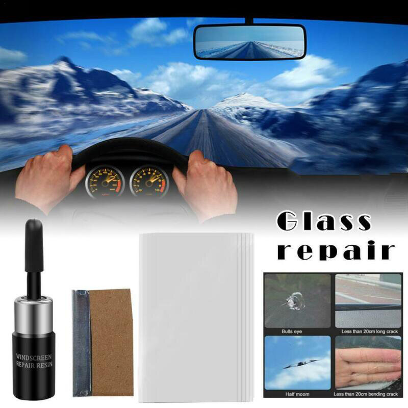 Kit de resina para reparación de parabrisas de coche, herramientas de reparación de vidrio, tiras de curado de resina, mantenimiento de lavado de coches