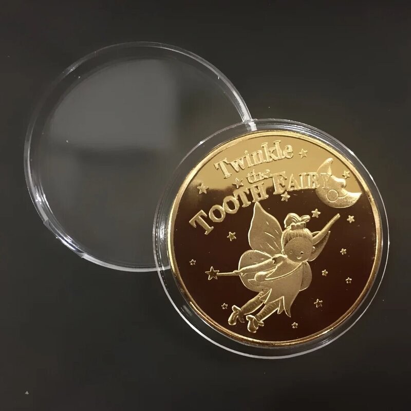 20 Style Tooth Fairy Gold Plated Collectible Coins Creative Tooth Change for Kids Medal Coin Collection Gift for Children