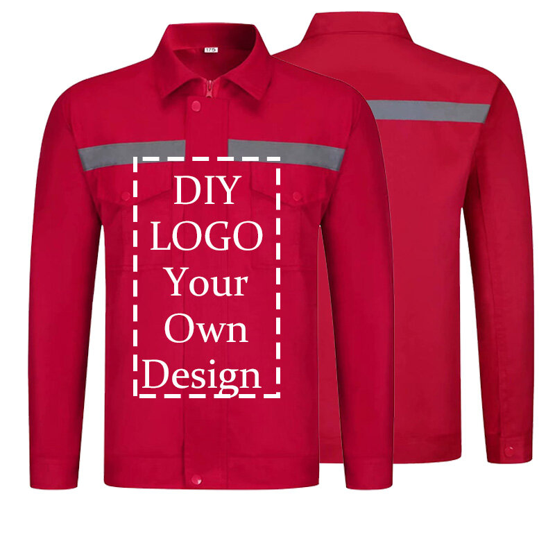 LOGO Pakaian Kerja Kustom Desain Anda Sendiri Dipertebal Pakaian Kerja Lengan Panjang Bengkel Mantel Musim Semi dan Musim Gugur Tahan Aus