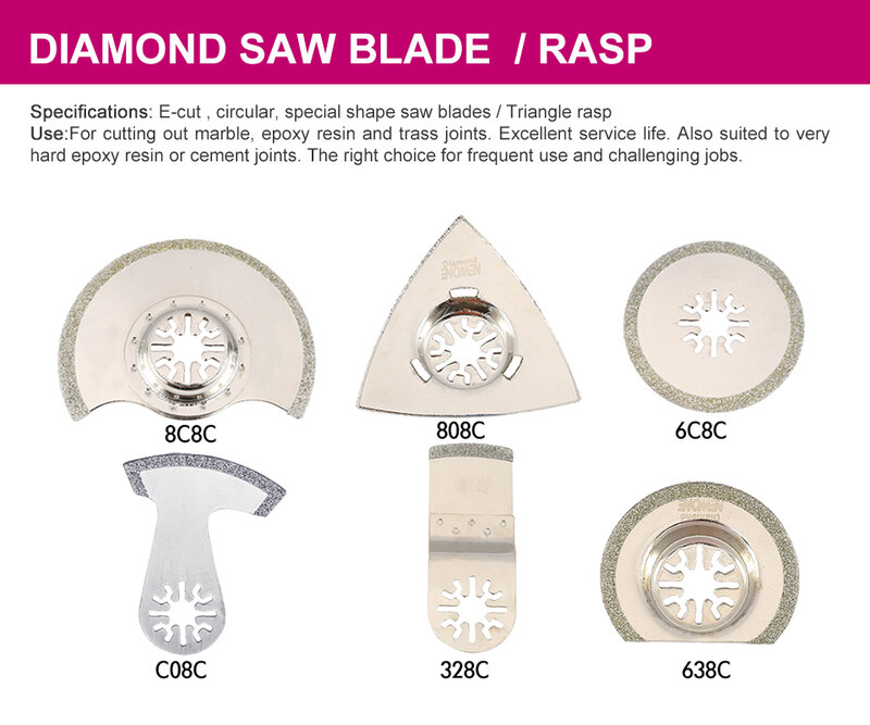 Newone Diamond E-Cut Circulaire Oscillerende Zaagbladen Voor Driehoek Rasp Multitool Tegel Prorous Beton Cement Keramiek In Saw