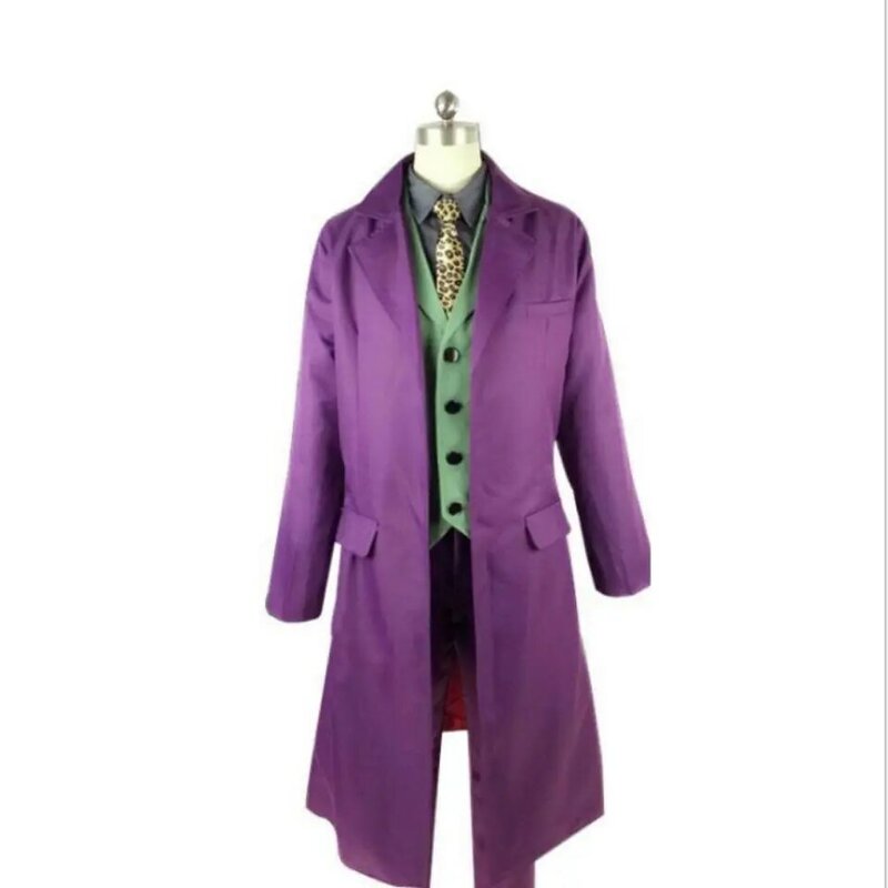 Traje de Cosplay Heath Ledger para hombre, conjunto completo de chaqueta púrpura, película de Halloween, El caballero oscuro, Joker, alta calidad