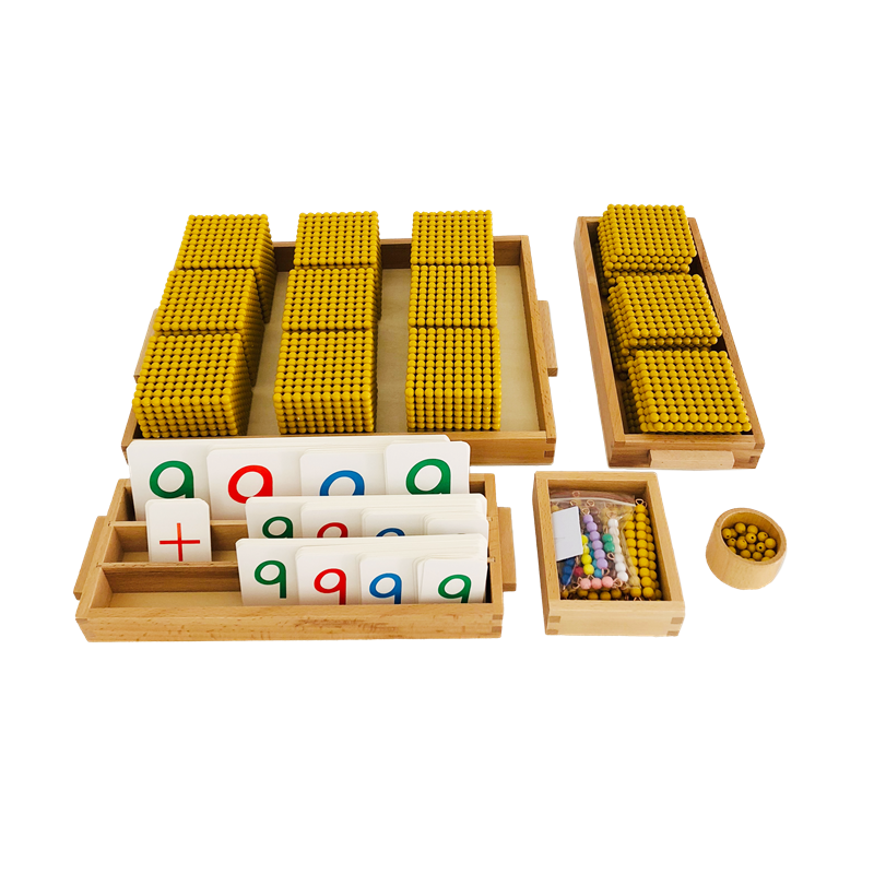 Монтессори Банк игра золотые бусины материалы дети десятичная система обучение ресурсы Раннее детство Математика Обучающие игрушки девочка мальчик