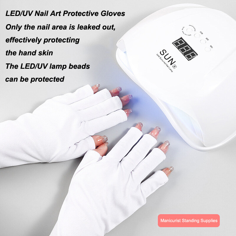 Luvas de proteção contra radiação uv, luva anti-uv de proteção para arte em unhas, lâmpada led, secador de unhas, luz também, 1 par