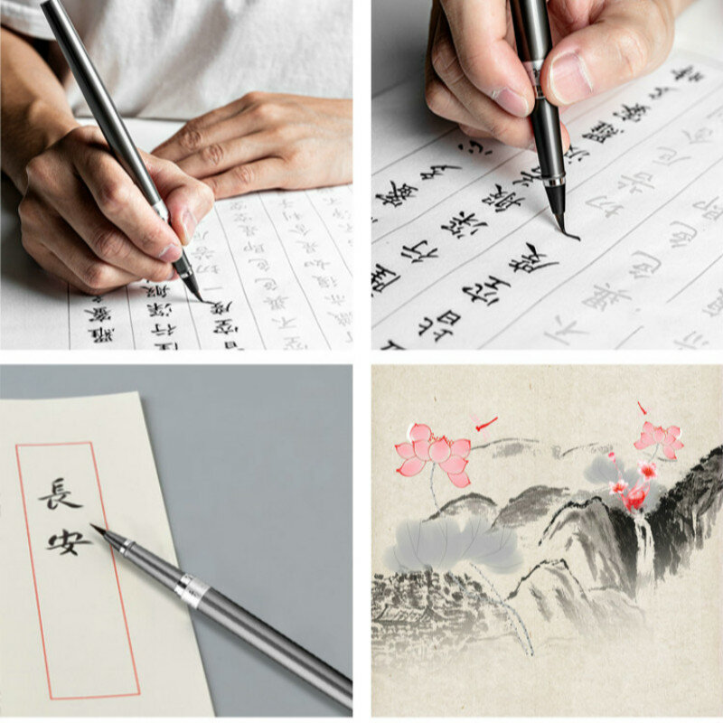 Pincel de tinta de caligrafia fio weasel, pincel pequeno regular para estilo caneta, caligrafia de cabelo chinesa, pintura de tinta para cópia de escritórios