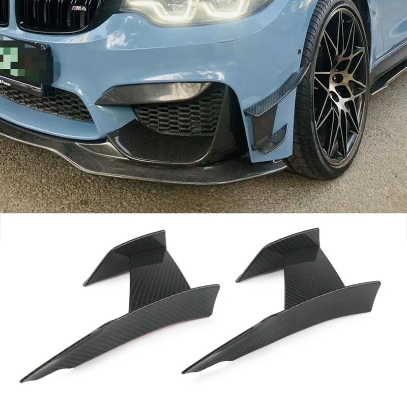 Parachoques delantero de fibra de carbono para coche, alerón divisor de aleta, pegatina Canard apta para BMW F80 M3, BMW F82 M4, 6 uds.