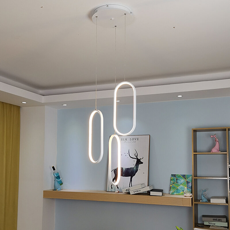 Lampe LED Suspendue en Noir et Blanc au Design Moderne, Luminaire Décoratif d'Nik, Idéal pour un Salon, un Restaurant, une Cuisine ou une Chambre à Coucher