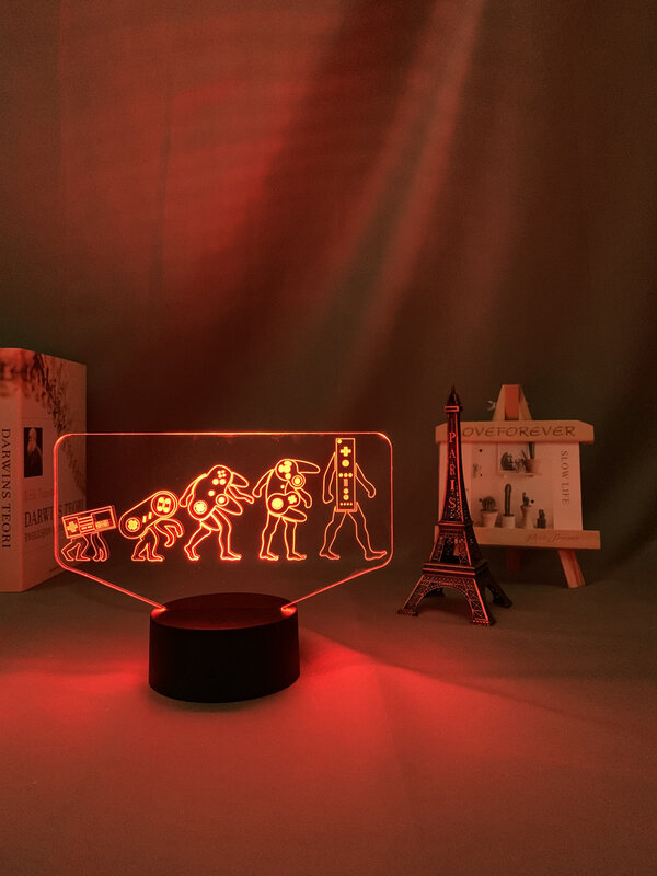 อะคริลิค3d Led Light Gamepad Evolution Night Light สำหรับห้องนอนเกมตกแต่งห้อง Cool เด็กวันเกิดของขวัญโคมไฟตั้งโต๊ะเกม controller