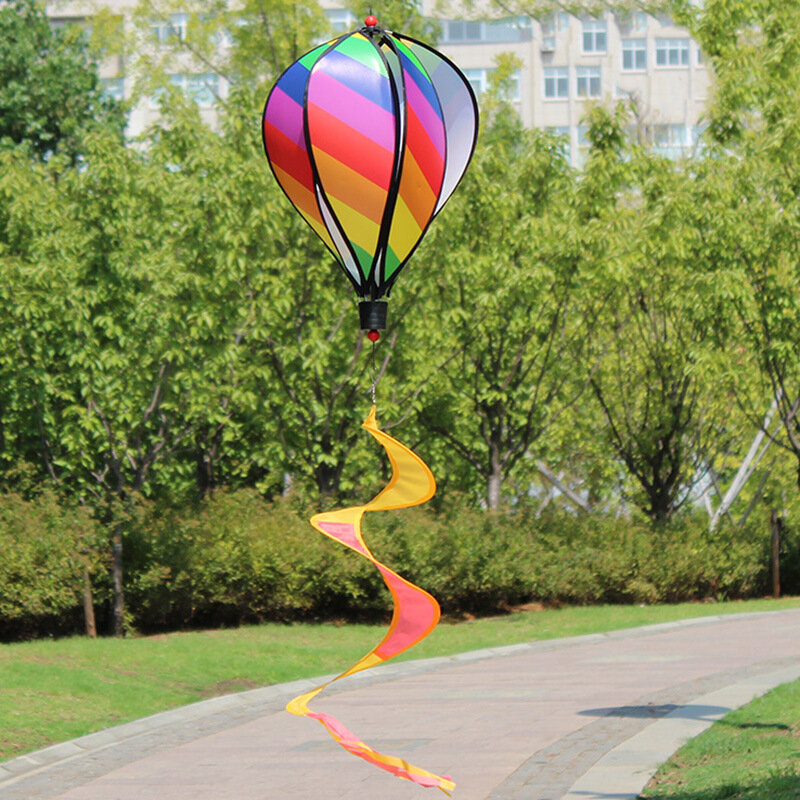 Globo aerostático arcoíris colorido, molino de viento divertido, juguete al aire libre, decoración de vacaciones, juguete hecho a mano, regalo para niños
