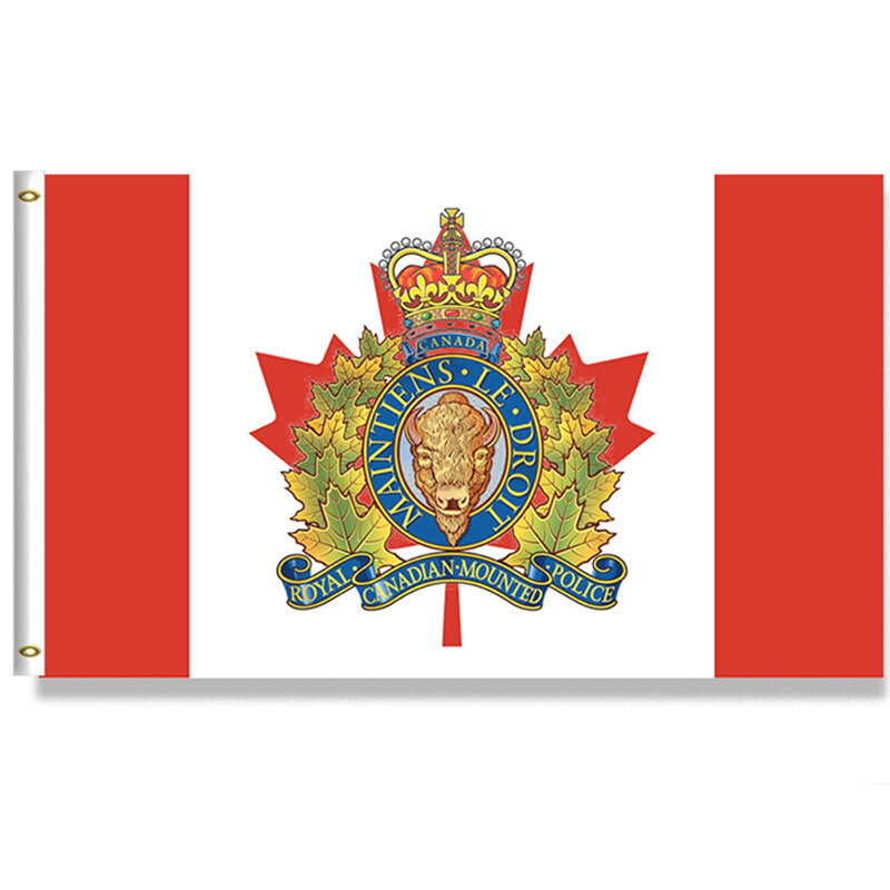 Bandeira feita sob encomenda montada real do poliéster da bandeira 100d da polícia do canadá 60x9 0cm/90x15 0cm/120x18 0cm/150x240cm