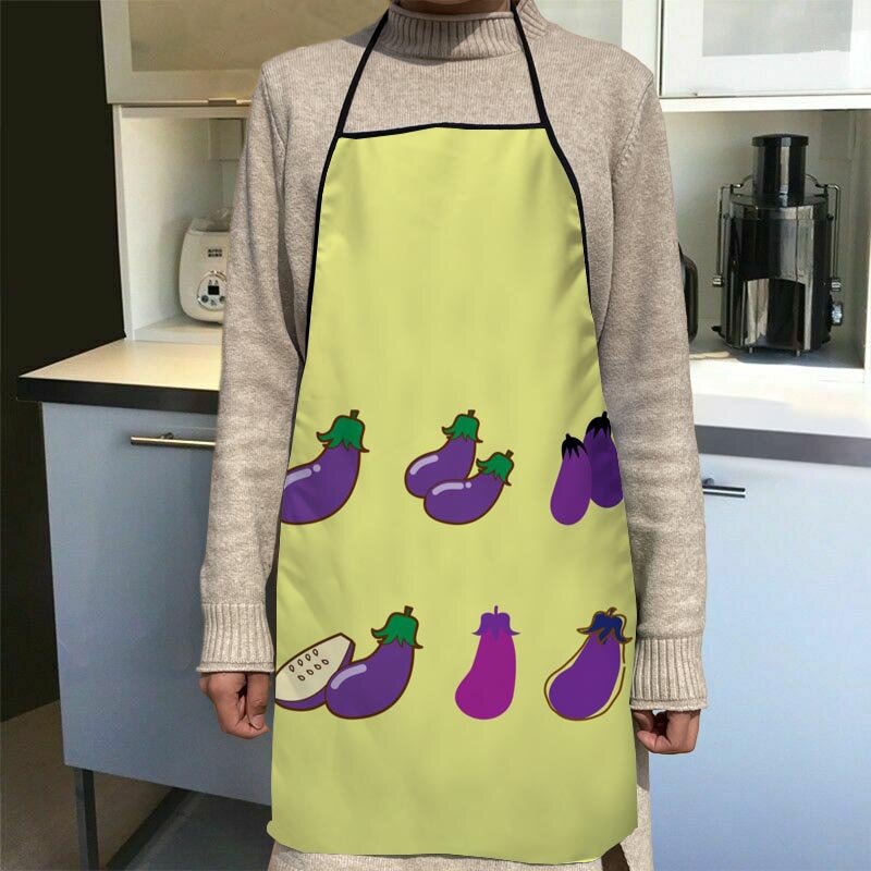 Новые фартуки для кухни с изображением овощей и баклажанов, фартуки для женщин из Оксфордской ткани, передники для уборки, домашнее приготовление еды 0816