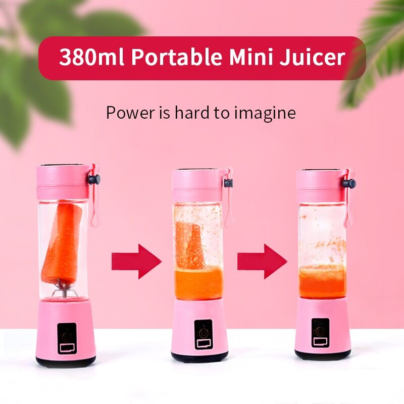 380 ml Draagbare Juicer Elektrische USB Oplaadbare Smoothie Blender Machine Mixer Mini Sap Smoothie Maker Blenders Huishouden
