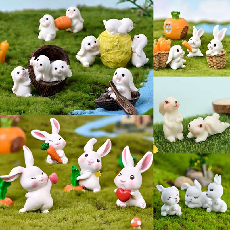 น่ารัก Mini กระต่ายของตกแต่งในสวน Miniature Figurine กระถางต้นไม้ Fairy Decor รูปกระต่ายโมเดิร์นรูปปั้นจำลองใหม่ปี