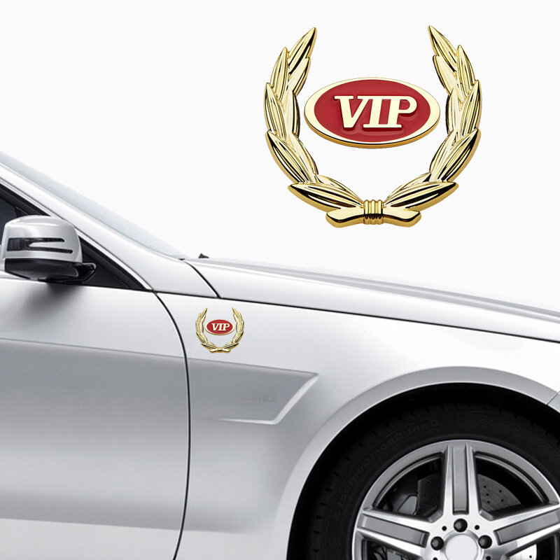 Accessoires de voiture 3D en métal oreilles de blé autocollants VIP, Badge de fenêtre latérale pour Honda Accord Audi Quattro Jeep Grand Commander Ford