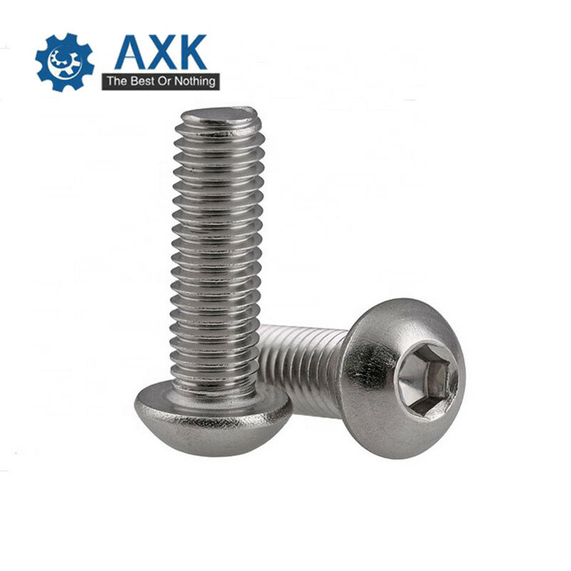 AXK  M3 M4 M5 Hexagon socket button head screws 304 stainless steel round head cap screw Mushroom Head Hex Screws