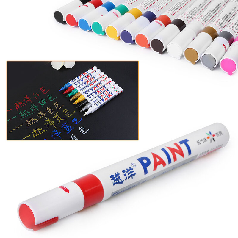 Marqueurs de peinture permanents en métal et caoutchouc, 12 couleurs, bande de roulement étanche pour pneus de voiture, stylos de papeterie de peinture