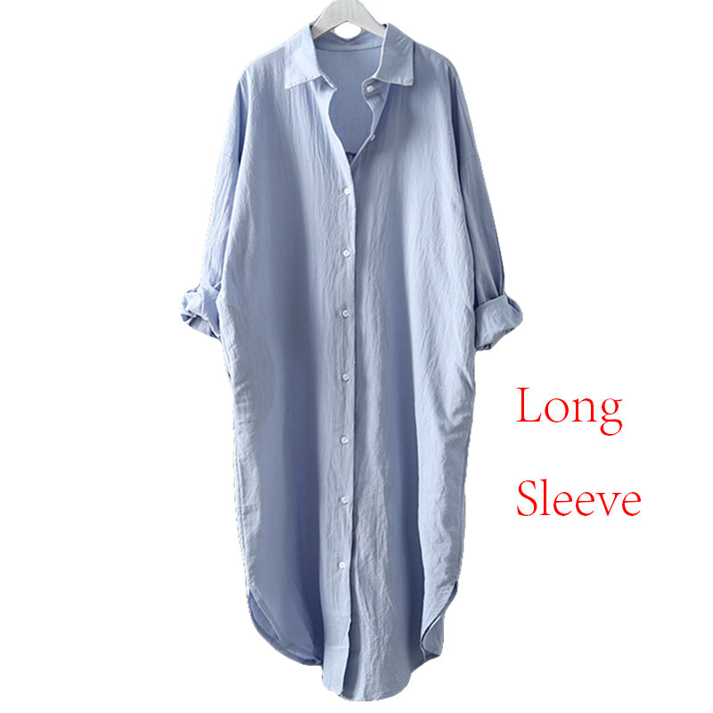 بلوزات نسائية قطنية عالية الجودة من blosu لربيع وصيف بأكمام طويلة قمصان بيضاء صلبة فضفاضة قطع علوية للسيدات غير رسمية
