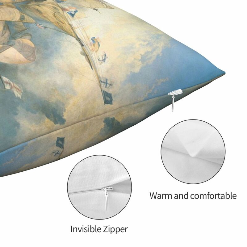J. M. W. Funda de almohada giratoria The Battle Of Trafalgar, cubierta decorativa creativa para cojín de sofá, venta al por mayor