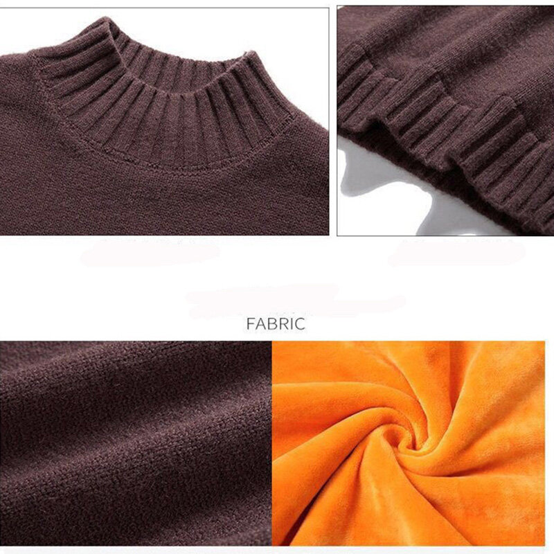 SHIFUREN-suéteres cálidos de cuello alto para hombre, jerseys de manga larga de lana gruesa, suéteres suaves de cuello alto, prendas de punto, Invierno