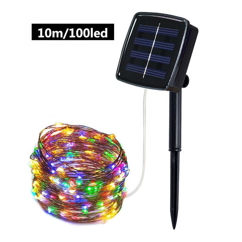 String Lights 100LED Waterproof Solar Light Strings with 8 Lighting Modes Garden Party Decoration Lamp pressing the MODE button