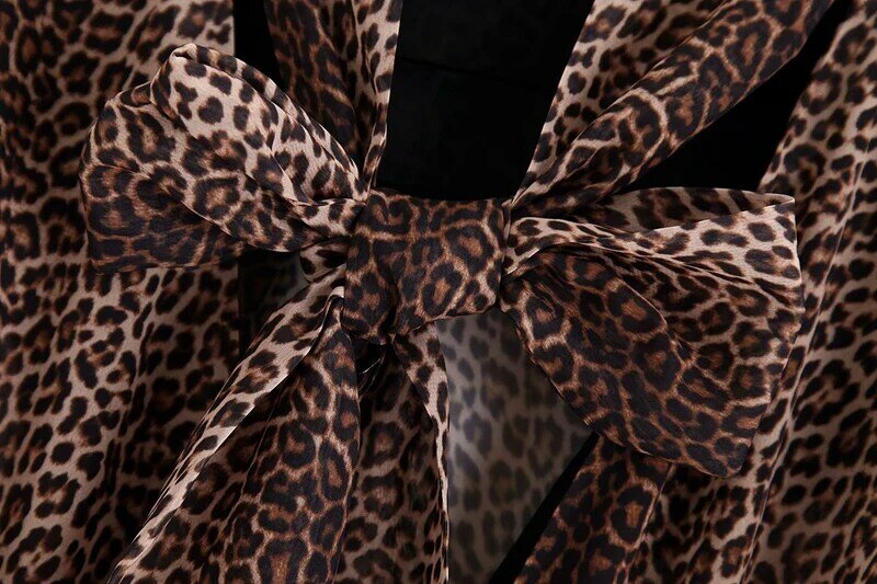 Vestido de verano de leopardo con cinturón, informal