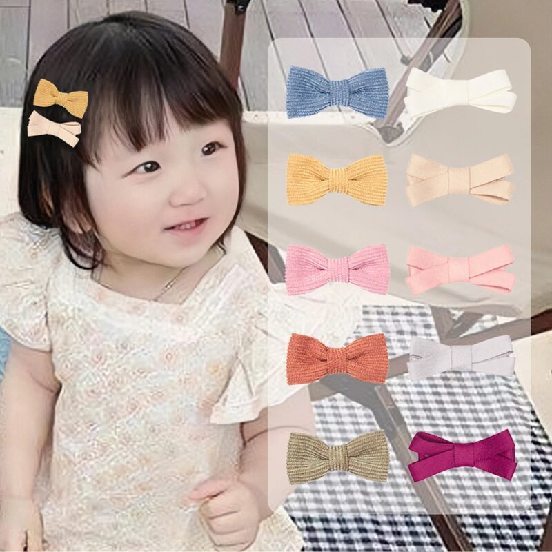 Pinces à cheveux d'été en coton pour bébés filles, Barrettes avec nœud papillon coréen, en lin doux et solide, accessoires pour cheveux, accessoires Photo