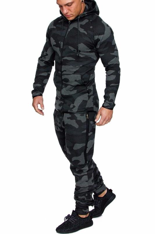 Nieuwe Mannen Casual Pak Mode Camouflage Sport Fitness Katoen Rits Vest Hoodie Pak Mannelijke Outdoor Sport 2 Delige Set