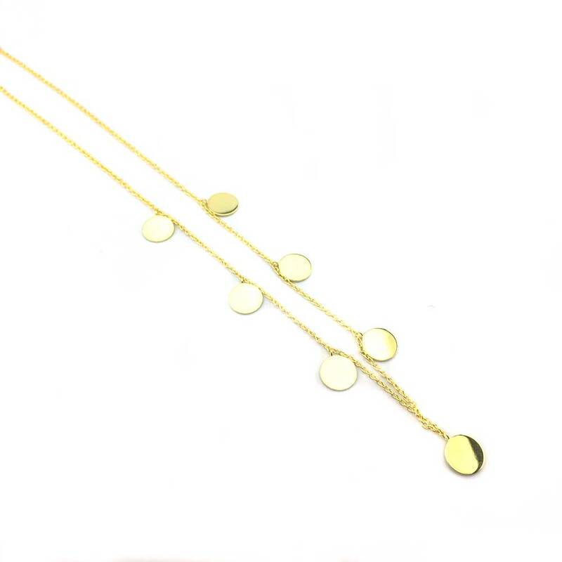Ffgemme Real 10K oro giallo semplice collana pendente girocollo piatto 8mm rotondo elegante gioielleria raffinata per le donne regali di nozze per feste