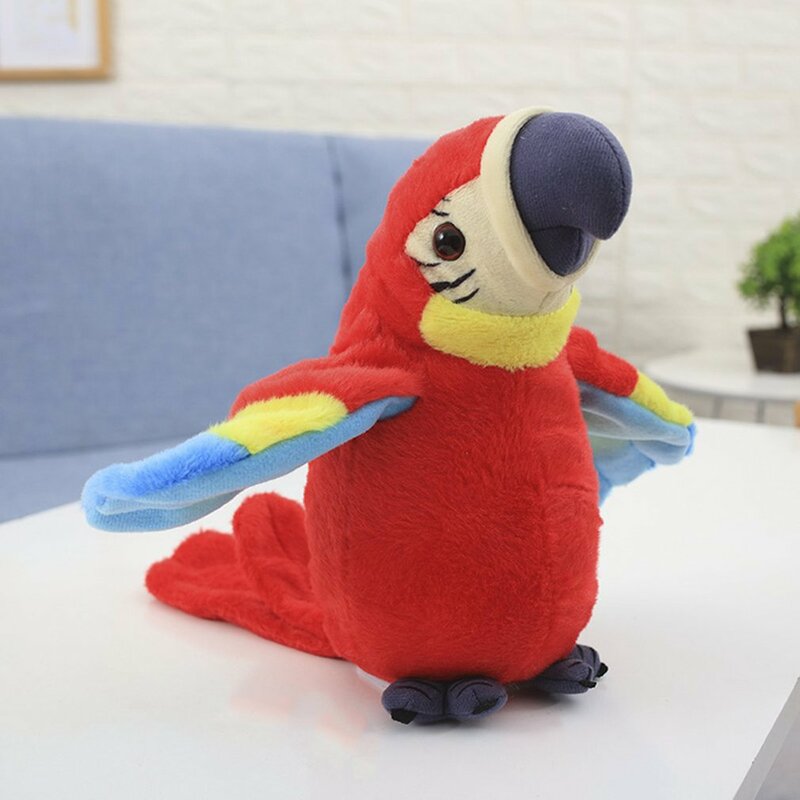 Mainan Boneka Burung Beo Berbicara Elektronik Lucu Berbicara dan Merekam Sayap Melambai Yang Berulang Mainan Mewah Boneka Burung Listrik Mainan Anak-anak