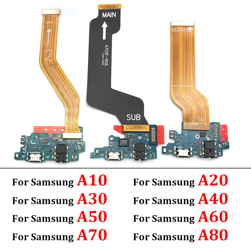USB 충전 포트 커넥터 보드 및 메인보드 플렉스, 삼성 A10, A20, A30, A40, A50, A70, A10S, A20S, A30S, A50S, A31 용