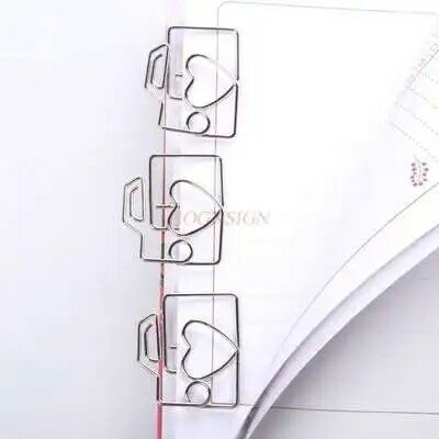 Desenhos animados Metal Camera Paper Clip, Marcador Em Forma De Papel Clip, Material De Escritório, 12Pcs